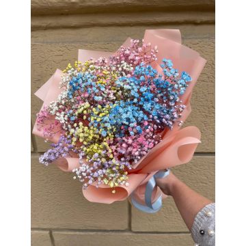 Букет 5 різнокольорових гіпсофіл Захід сонця