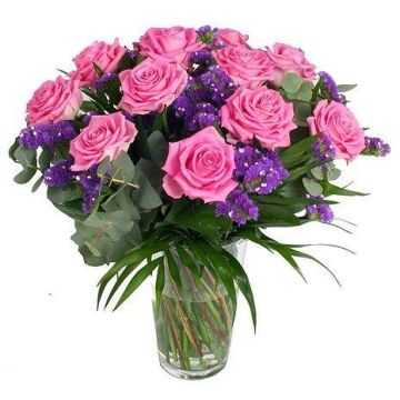 Букет з 11 троянд та статиці "Олена"