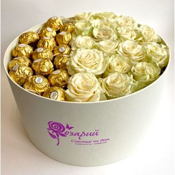 Коробка троянд із Ferrero Rocher