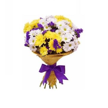 Букет із хризантем та статиці