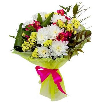 Букет із хризантем та альстромерій "Комплімент"