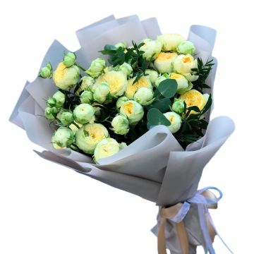 Букет з кущових троянд Піоні баблз