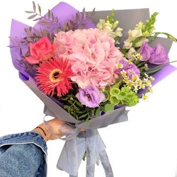 Букет з гербер та гортензій &quot;Літній мікс&quot;